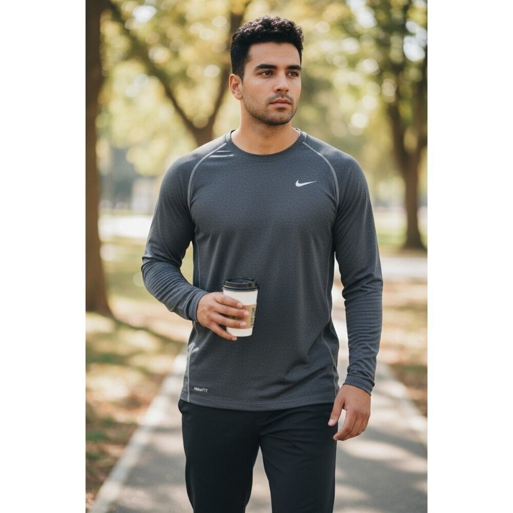 Nike Pro Fit Dry Long Sleeve Performance Shirt Gray XLarge
